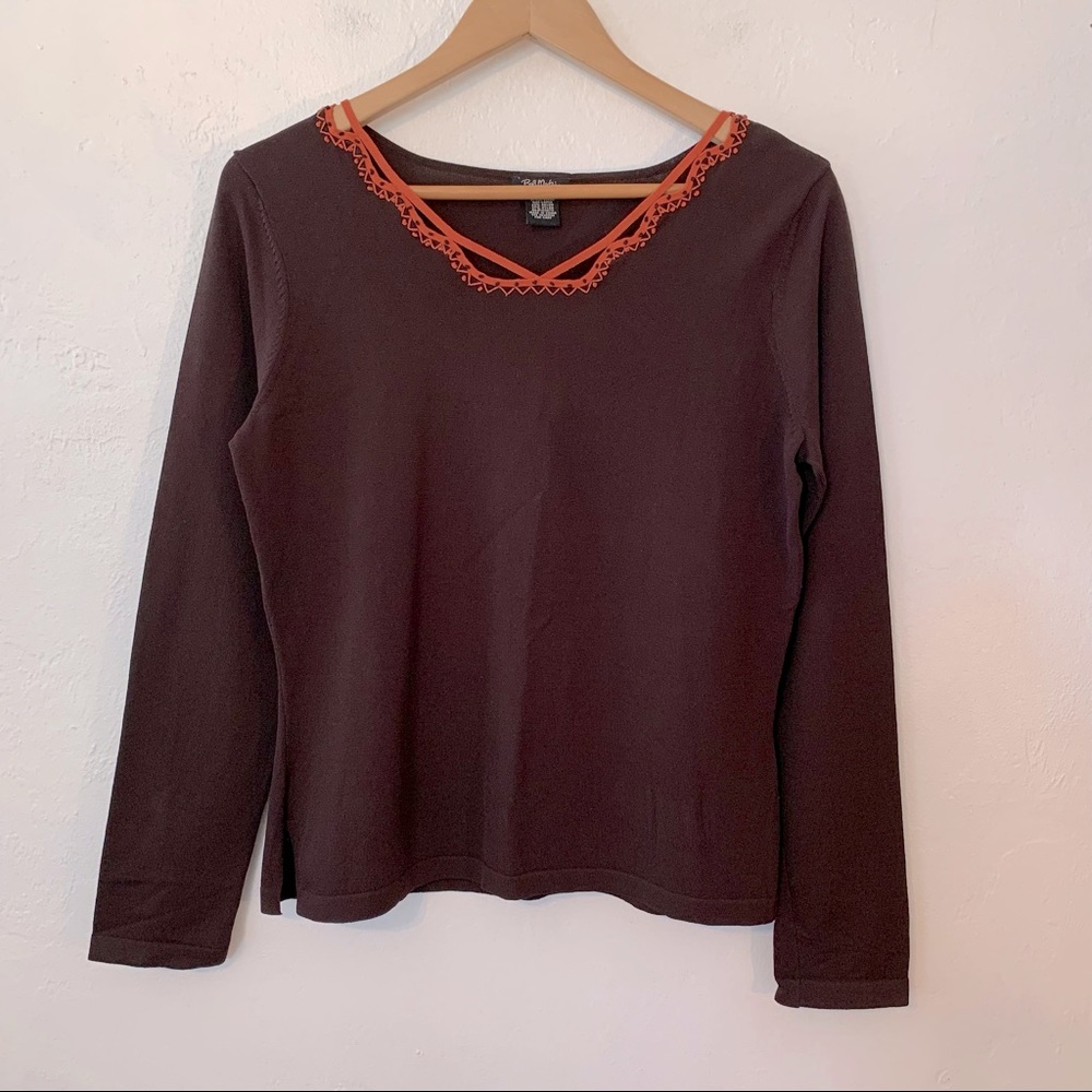 BOB MACKIE Brown & Rust Lightweight Sweater Size Large